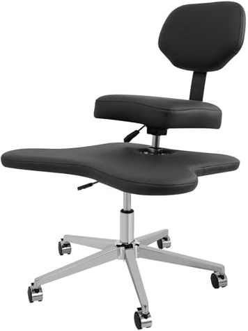 DCSYOG Meditationsstol för kontor och hem, flexibel kontorsstol, korsformad stol med ländryggsstöd och justerbar pall, ergonomisk design för flera sittpositioner (svart)