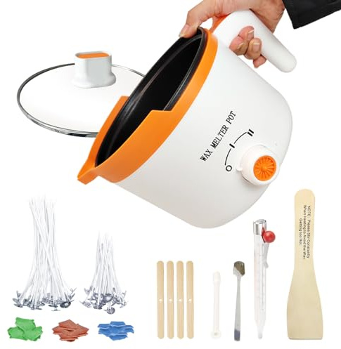 Ksedcon Olla Eléctrica de Fusion para Velas Fundidor de Cera para Velas con Interruptor Giratorio, Olla para Derretir Cera Antiadherente Pequeña con Resistencia Al Calor