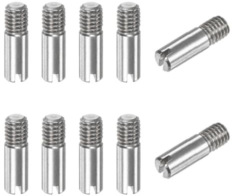 M METERXITY 10-Pack M3 x 10mm Slotted Cylindrical Pin Dowel, 304 Stainless Steel External Thread Locating Dowel Parallel Pins for Metal Devices/Wooden Projects [Silver Tone]