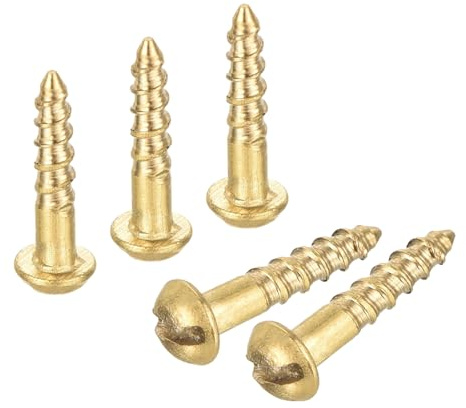 QUARKZMAN 30 Stück Schlitz Rundkopf Holzschrauben M1.6 x 8mm Messing Linsenkopfschrauben Halbrundkopf Selbstschneidende Schraube