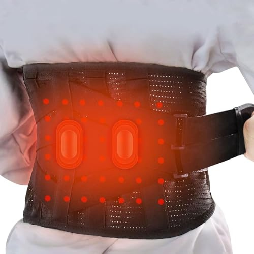 GINEKOO Heated Back Braces - Breathable Back Support Belt with Heating Pad for Lower Back Pain Relief, Lumbar Support for Men and Women for Herniated Discs, Sciatica(L)