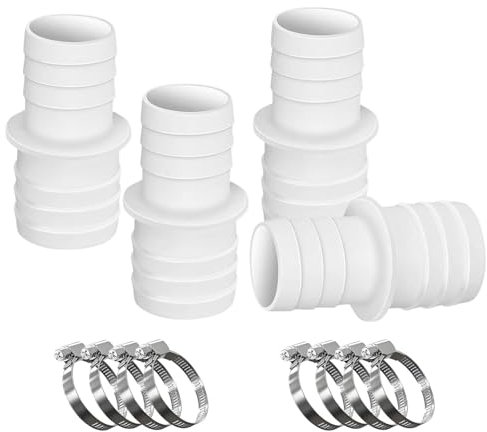 Lot de 4 raccords de tuyau de piscine de 32 à 38 mm de diamètre avec 8 colliers de serrage, adaptateur de réduction de tuyau pour piscine, jardin