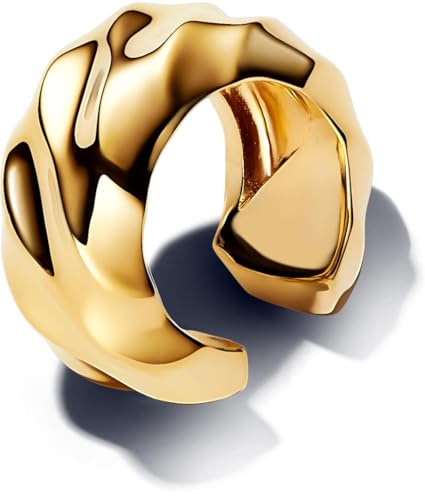 Rippled 14k gold-plated ear cuff
