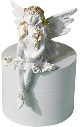YORISMAL Decorazioni per desktop, Puntelli decorativi Angelo bianco Resina Artigianato Decorazioni, Resina Angelo Bianco Statua Libreria decorativa