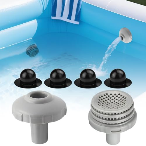 Cimown Crépines pour Intex Piscines de Ø 32 mm, avec 4 Bouchons Piscine | Résistant à la Corrosion, Optimise la Qualité de l'eau dans la Piscine