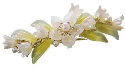 Nuevo lirio del valle flor perla primavera horquilla vintage circón cola de caballo clip superior accesorios para el cabello femenino (MHM-01-115-03)