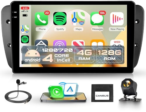 4G+128G Inalámbrico Carplay Android Radio Coche para Seat Ibiza 6j IV 2009-2014 9 Pulgadas Incell Pantalla Radio Coche con Android Auto GPS Navi WiFi Mirror Link Bluetooth FM/RDS EQ/SWC Cámara Trasera