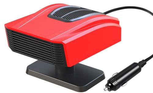 WODHMIEY Riscaldatore per Auto 12V,Ventilatore Riscaldatore Auto Elettrico 150W, Potente Defroster Sbrinatore per Vetri con Flusso d'Aria Regolabile 360° Rapido Riscaldamento (Rosso)