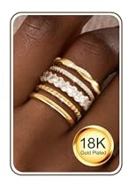 ZNBOH Ringe Set Gold Silber Damen Wasserfest Stapelbar Zirkonia Größe 52-62 | 5PCS Ring Set mit Zirkonia,18K Vergoldet,Verlobungsring,Promise Daumenring,Fingerring,Goldring,Schmuck für Frauen Mädchen