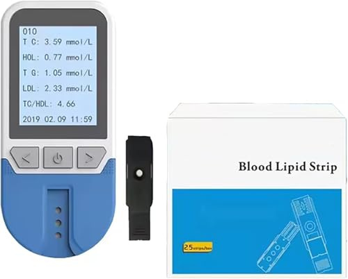 Misuratore Di Colesterolo, Kit Multifunzione Per Il Monitoraggio Dei Lipidi, 5 In 1 Per TC TG HDL LDL, Tester Dei Lipidi Nel Sangue Con 25 Strisce, 200 Set Di Valori In Memoria, Risultati Rapidi