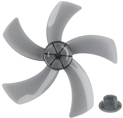 Pala for ventilatore in plastica a cinque foglie da 18 pollici con copridado for ventilatori da tavolo e da terra(Transparent Black)
