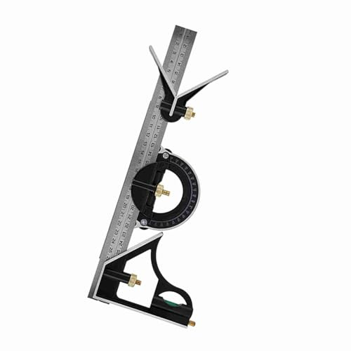 Taidda Règle à Angle Droit Carrée Combinée Réglable de 300 Mm pour Outil de Mesure des Ingénieurs, Alliage de Zinc en Acier Inoxydable Robuste, pour les Professionnels (Carré combiné