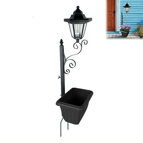 Outdoor Flower Pots 2 in 1, Solar Post Lamps Waterproof, Solar Lamp Post Lights, Wall Mount or Freestanding, Outdoor Decorative Lamp for Garden, Patio, Front Porch, Back Door