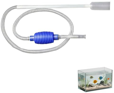 Pompa a sifone per acqua, ugello lungo, kit di pulizia per acquario, sifone ghiaia lunga 1,7 m, tubo di pulizia, aspirapolvere con pesce