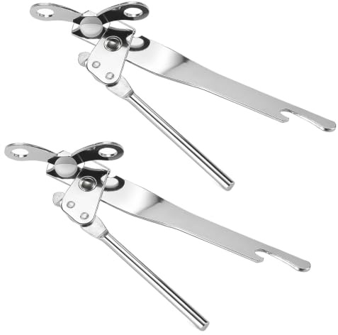 Msjuwek 2 Pcs Multifunctional Manual Can Opener, Heavy Duty Stainless Steel Butterfly Tin Opener with Built-in Bottle Opener, Ergonomic Handheld Can Openers for Kitchen, Camping and Outdoor