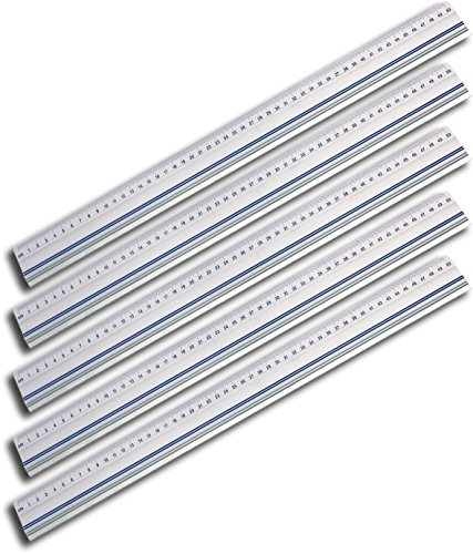 Unbekannt Wedo 525450 Schneidelineal aus Aluminium mit Stahlkante und rutschsicherer Gummieinlage, 50 cm (5er Pack)