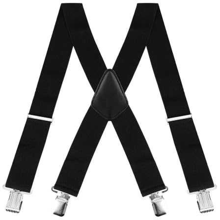 ViPER Men's Heavy Duty Braces | 50mm Strong Elasticated Suspenders with Crocodile Clips, Adjustable Stretch Biker Braces - One Size (Black)