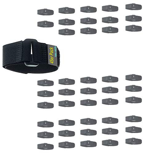 TUKA [45 st.] Nylon Klett Kabelbinder mit Schnurbinder Gurt, Wiederverwendbar Kabel Organisator, Klett-Kabelbinder Kabelmanager mit Klettverschluss & Schnalle, Extra Weich, Schwarz, TKB5022-45x-black