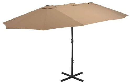 vidaXL Sonnenschirm mit Aluminium-Mast 460x270 cm Taupe