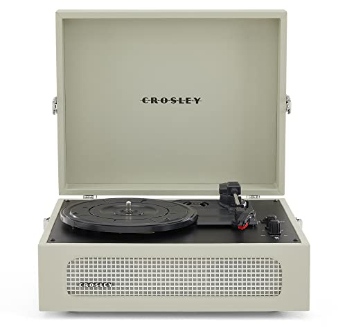 Crosley Voyager Giradischi con 2 altoparlanti, Bluetooth In & Out e AUX - Giradischi Vintage a 3 velocità - Per vinili da 7, 10 e 12 - Portatile con custodia integrata - Dune Dune