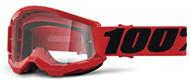 Gafas de Ciclismo Junior 100% Strata 2, Rojo/Negro, Lente Transparente