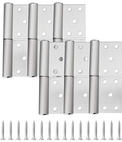 be in your mind 6pcs Drapeau Charnières Deux Feuilles Détachable 4 Pouces en Acier Inoxydable Brossé Porte Rotation à 360 Degrés avec Vis
