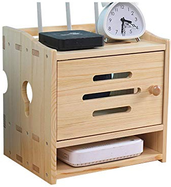 Hanghaijia Router Shelf, Wall Storage Boxes for WiFi Router, Cable Box Big, Cable Hide Box, Cable Management Desk Box (Color : Wood)