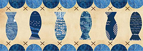 Tapetenbordüre, selbstklebend, blauer Fisch, wasserdicht, Vinyl, Wandverkleidung, Bordüren, Dekor, Badezimmer, Küche, Arbeitszimmer, Flur, Eingang, Glastür, Dekor, Aufkleber, 11 cm x 300 cm
