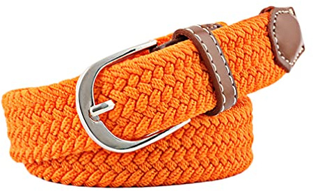 Jungerhouse Ceintures Femme Homme Elastiques Belt Tressées Extensible Boucle en Métal Réglable pour Jeans Pantalons (Orange,Taille unique)