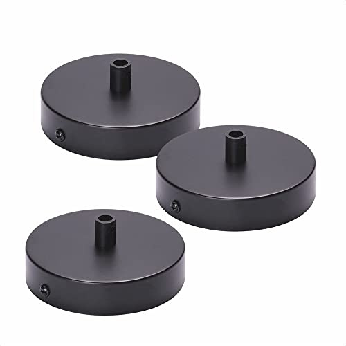 ORION LIGHTSTYLE Baldachin Abdeckung Set 3 Stück (Ø 100 mm), Höhe 24 mm, Deckenbaldachin für Hängeleuchte, Metall, Schwarz