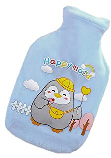 Aeromdale Wärmflasche mit Bezug, 350 ml, Pinguin-Muster, Gummi-Wärmtasche zur Schmerzlinderung, Handwärmer, Geschenk für Frauen und Mädchen – # A – 1 Stück