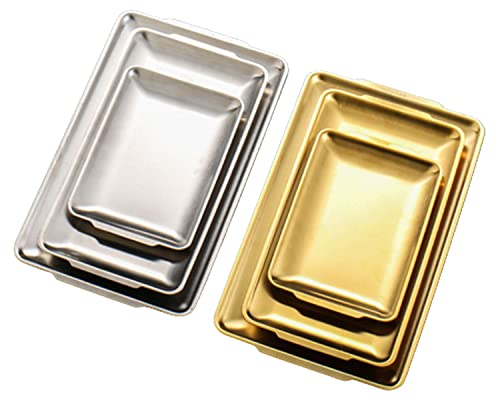 BAILEYU Plateau de Rangement des Aliments en Acier Inoxydable Assiette Carrée Snack Dessert Gâteau Aux Fruits Pain Plat de Service Doré Maison Cuisine Barbecue Plat