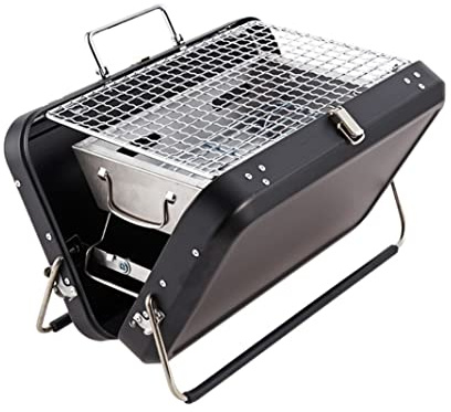 Kolgrill Picknick Grill Träkolgrill Barbecue Grill Utomhus Rostfritt Stål Kol BBQ Grill Bärbara Hopfällbara BBQ-verktyg Kolgrillar Picknickgrill (Color : Black)