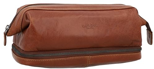 Gusti Waschtasche Leder - Quinn Kulturtasche Schminktasche Braun Leder
