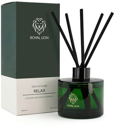 Reed Diffuser 150ml - Duftstäbchen - Raumdüfte für echte Wohlfühlmomente für Zuhause, Büro, SPA, Aromatherapie - Handgemachter Raumduft Diffuser mit Lavendel, Bergamotte & Vanille Duft (Relax)