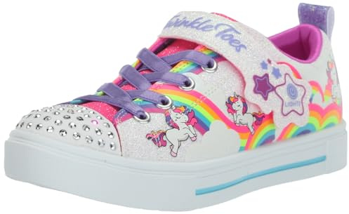 Skechers Unisex Kids Twinkle Toes Trainers, White Synthetic Multi Trim, 10.5 UK