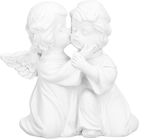 Estatua de Ángeles Abrazándose, Figura Decorativa de Resina Sintética para Hogar y Oficina, Adorno de Ángel Blanco para Escritorio y Estantería, Regalo Espiritual y Elegante, Diseño Detallado