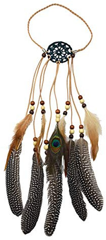 Indische Feder Stirnband Traumfänger-Kopfschmuck Tribal Haarschmuck 1920er Jahre Indischer Kopfschmuck Bohemian Haarschmuck für Frauen und Mädchen für Abendkleider Halloween Karneval Festival, Party