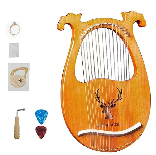 YLWX Massives Lyre Harfe 16-saitige Saiteninstrument Tragbare Lyre Harfe Einsteiger Einfach Instrument (Color : 16 Tone Deer Log)