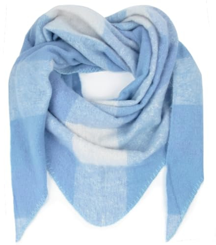 Glamexx24 Sciarpa XXL Unisex - Poncho Triangolare Invernale a Quadri - Colori alla Moda, Molte Varianti - Azzurro, Taglia Unica