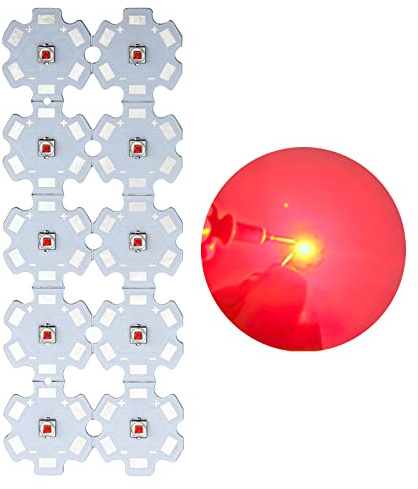 led Chip Birne, 3V 3W Rot High Power Pixel Rot Licht Kleine Lampon Aluminium Kühlkörper PCB Board Lampe Cob für Pinspot Lichtfluter (Pack of 10)