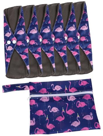 KOMBIUDA Waschbare Slipeinlagen Damenbinden Wiederverwendbare Menstruationsbinden Mit Druckknöpfen Und Tasche Für Reisen Und Alltag 80 Charaktere