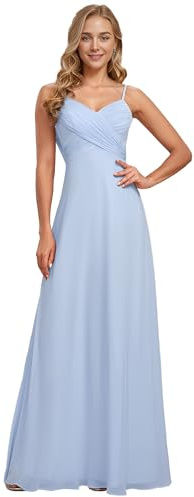Ever-Pretty Women's Spaghetti Straps Evening Gown V-Neck A-Line Sleeveless Chiffon Backless Maxi Bridesmaid Dresses ES80026