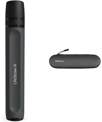 LifeStraw Peak Series - Personal Water Filter Straw for Backup Filtration, Emergency & Water Filter Straw Carry Case for travel and storage, Dark Mountain Gray