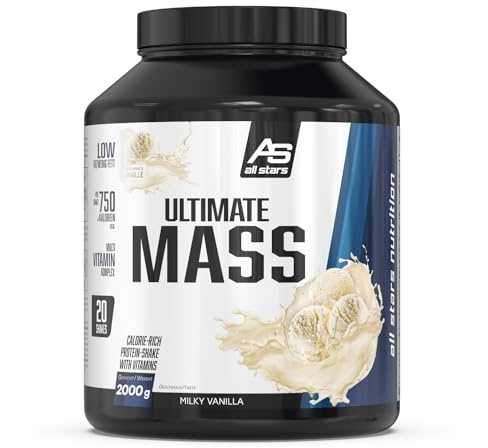 ALL STARS Ultimate Mass Gain Weight Gainer 2000g, Milky Vanilla | Mit 366kcal & ca. 74g Kohlenhydrate pro Portion, Mass Gainer für Kraftsportler mit hochwertigem Multivitamin Komplex