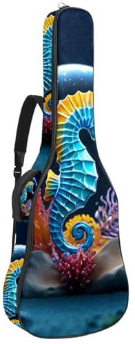 Gitarrentasche Schutzhülle für 40/41/42 Zoll Akustikgitarre mit Zubehörfach, wasserdichte Gigbag, Seepferdchen Kristallkugel, Mehrfarbig Nr. 04, 42.9x16.9x4.7 in, Gitarrentasche