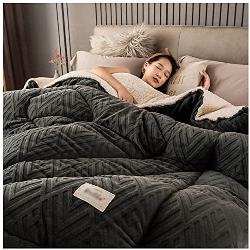 Luxuriöse Winter-Steppdecke, dicke und warme Lamm-Kaschmirdecke, schwere Doppelbettdecke für den Winter, gemütliche Fleece-Bettwäsche, 200 x 230 cm, 5 kg