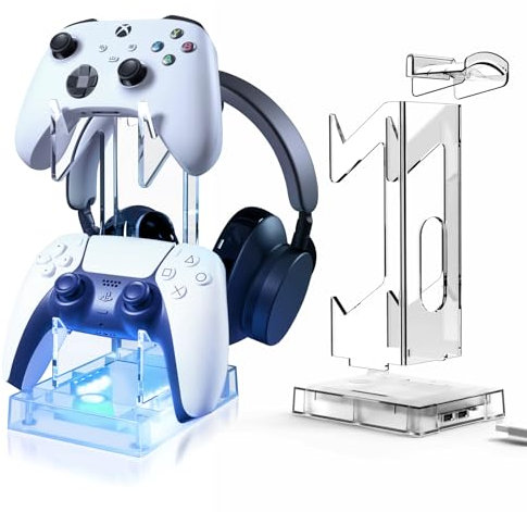 Joso game controller display stand,RGB light band, touch switch, headphone display stand, PS5/PS4, Switch, PS P-ortal, ROG Ally, Steam Deck controller, provide charging