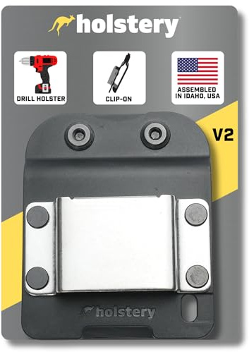 Holstery DriverMaster V2 Clip On Tool Holster, Drill Holder Hook Holster for Cordless Drill, Impact Drill, Nail Gun, Tape Measure or Other Tools with Hanging Clips