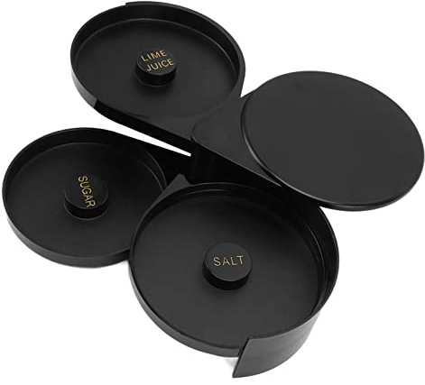 Akozon Salero Negro con Diseño de Triple Capa - Elegante Caja de Condimentos para Azúcar, Dulces, Jugos y Cócteles - Accesorio Versátil de Cocina y Bar